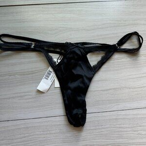 Fleur du Mal Cut Out Thong — Black Silk (New with Tags)